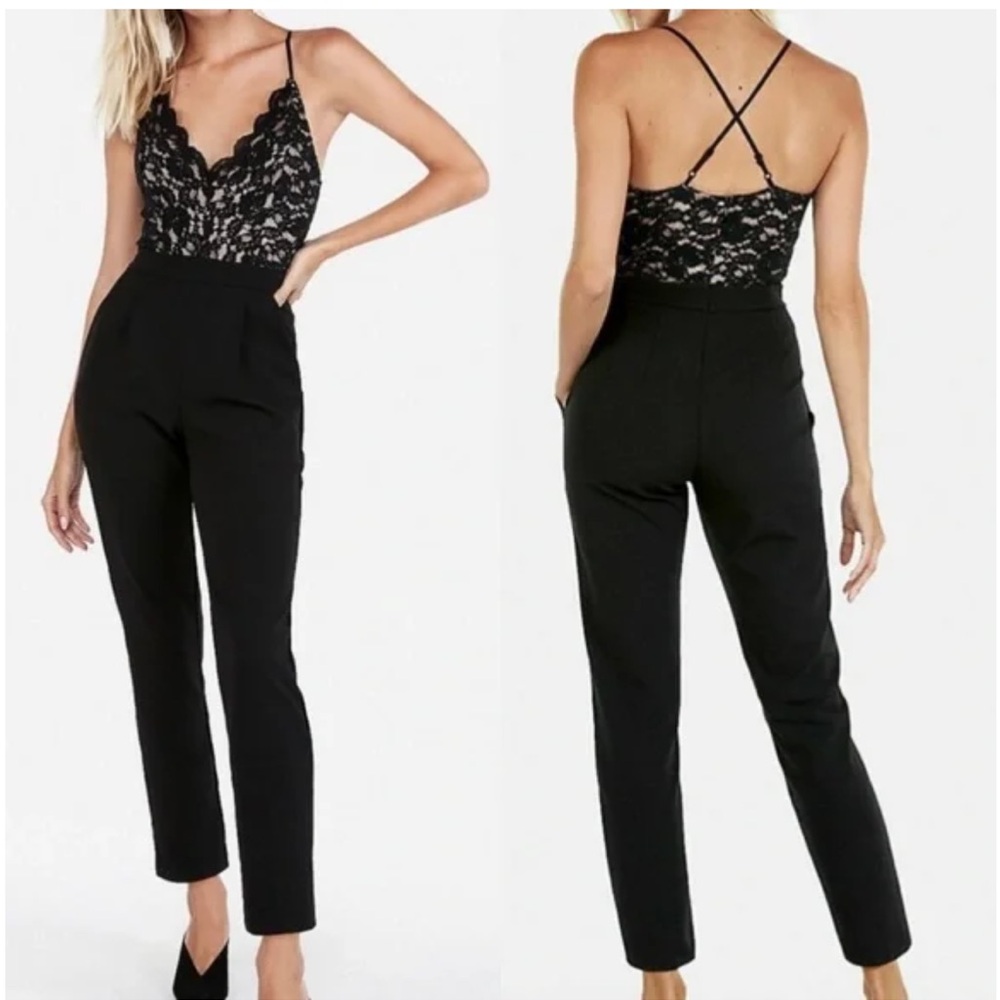 NWT Express Black Lace Jumpsuit